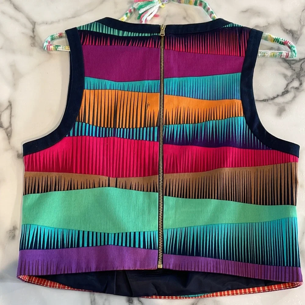 Trina Turk Multicolor Striped Crop Top Collaboration with Anthropologie - Picture 2 of 6